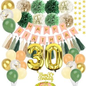 Elegant Gold and Green Birthday Party Decoration Set